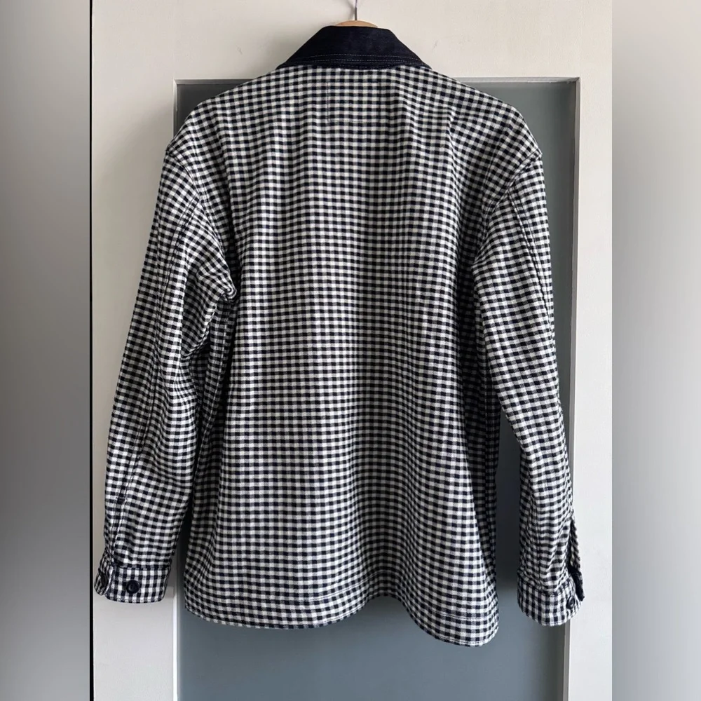 GAP x Doen Gingham Denim Jacket Pascual Blue White Black Size Small S - Picture 10 of 15